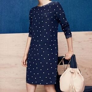J. Crew Silk Polka Dot Shift Dress Size 2 Navy /Cream